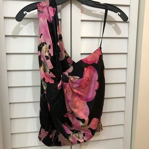Bebe one shoulder silk top